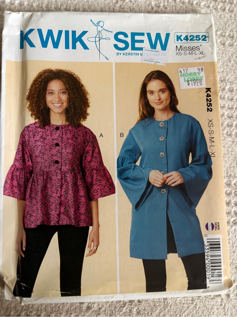 Kwik Sew Pattern K4252 for Misses’s Jackets